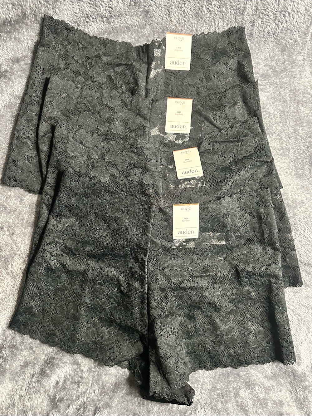 Auden Black Lace Boyshorts - 4 pairs XS(0-2)